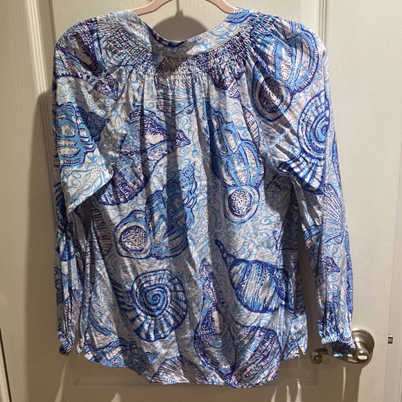 Lilly Pulitzer- Matilda Elsa silk top, blue peri stuffed shells - Picture 3 of 3
